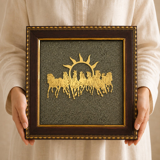 Vastu – 7 Horses on Natural Pyrite Frame
