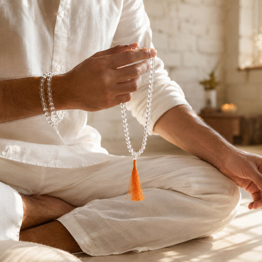 Crystal Clear Quartz 108 Beads Japa Mala