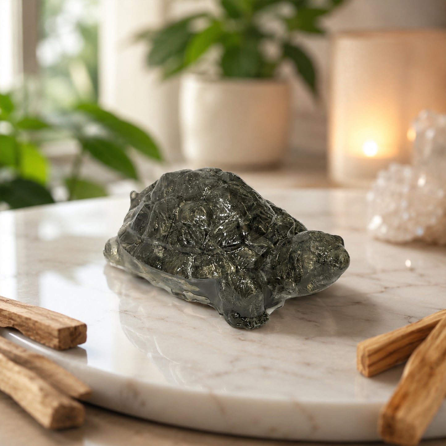 Natural Pyrite Hand Carved Tortoise (Kachhua)| Vastu