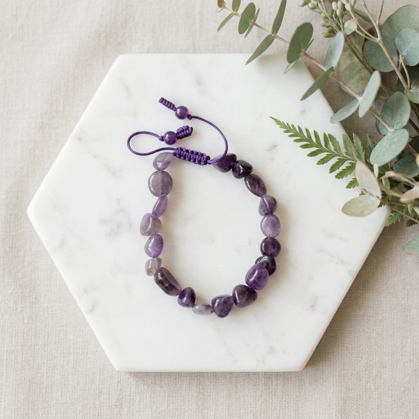Natural Amethyst Tumbled Bracelet