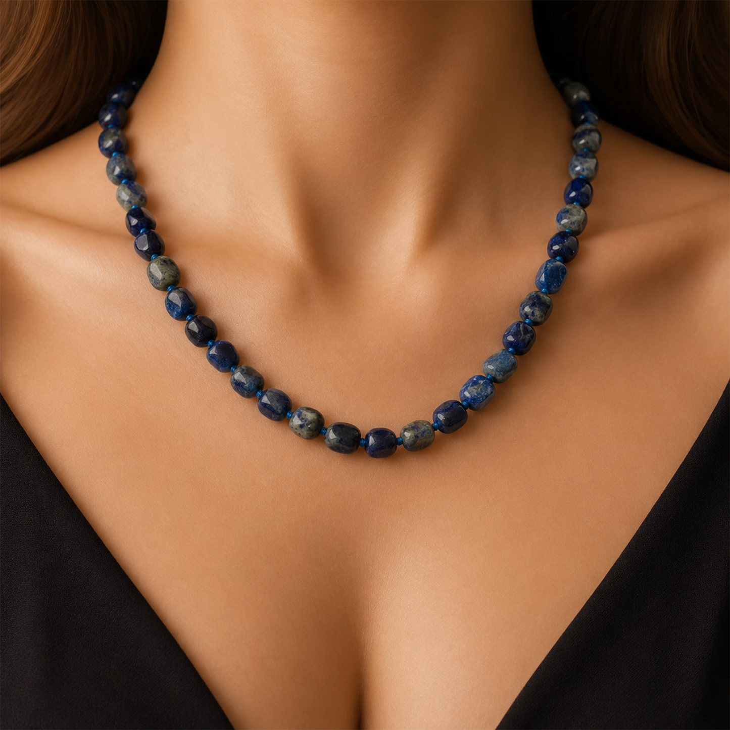 Natural Lapis Lazuli Tumbled Necklace